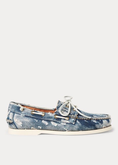 Men's Polo Ralph Lauren Merton Washed Denim Boat Shoes | 802956GVH